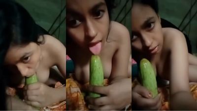 Nude girl enjoys a big cucumber in a desi girl x video