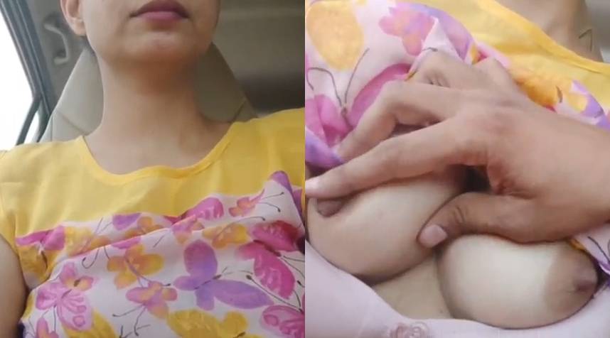 Pressing Sexy Indian Girl Boobs in Car XXX Video