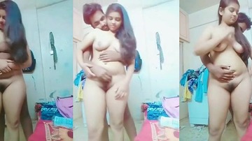 Boyfriend Pressing Gf Boobs For Fun XXX In Bedroom Hot
