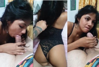 Sexy girl in lingerie sucks lover’s dick in NRI porn