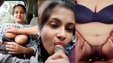Aunty Sucks Bf’S Dick And Hard Fucks Inside Car XXX