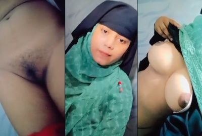 Big-boob Muslim girl records her MMS in a bathroom