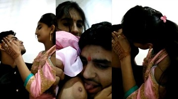 Cute College Couple Kissing And Beautiful Boobs In Pink Salwar XXX