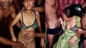Desi Saree Wearing Slut Playing With Two Big Cocks XXX