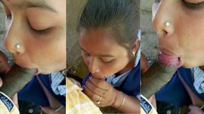Outdoor Indian blowjob from a 21-year-old college girl