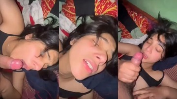 Sexy Horny Girl Sucking Boyfriend Dick XXX In Bedroom Outdoor