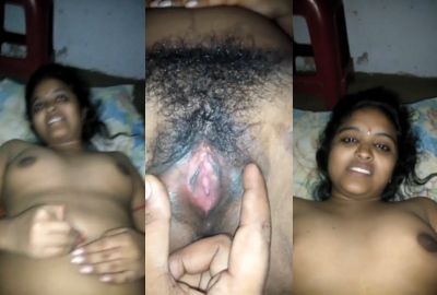 Man shows a Tamil lady’s pink pussy in the xxx MMS