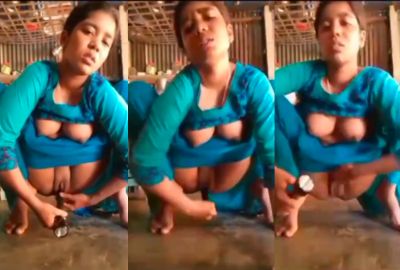 Nude desi girl fucks her tight pussy with an electric torch