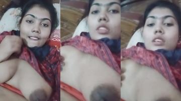 Horny Wife Pressing Her Boobs Porn In Bedroom