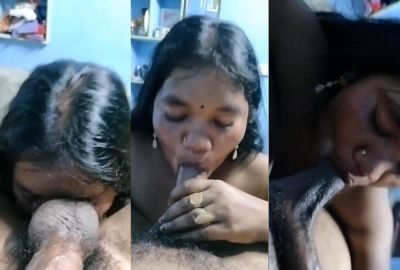 Desi lady swallows her owner’s balls and licks his ass