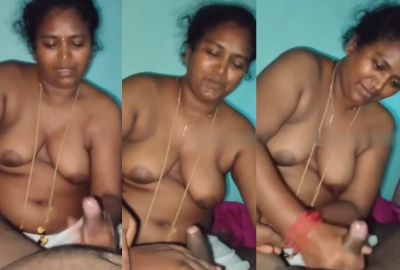 South Indian milf gives a furious handjob to her lover