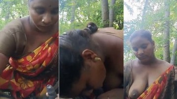 Tamil Aunty Gives An Hard Blowjob In The Jungle MMS