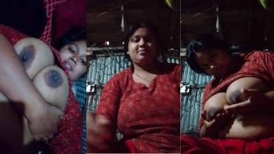 Poor lady shows her big boobs in her nude MMS