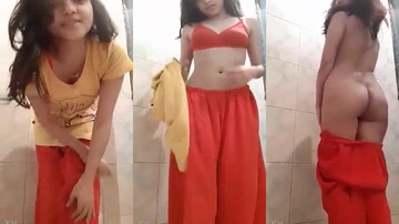 Bengali College Girl Topless In Bathroom Porn On Camera