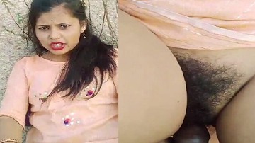 Girlfriend Hairy Pussy Hard Fucking Outdoor Sex On Dry Farm Land