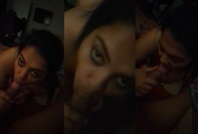 Nude girl asks her lover to record her blow job video